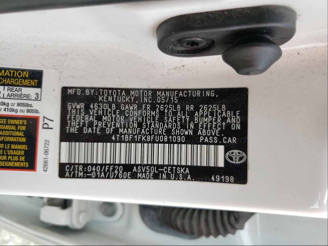 Photo 9 VIN: 4T1BF1FK8FU081090 - TOYOTA CAMRY LE 