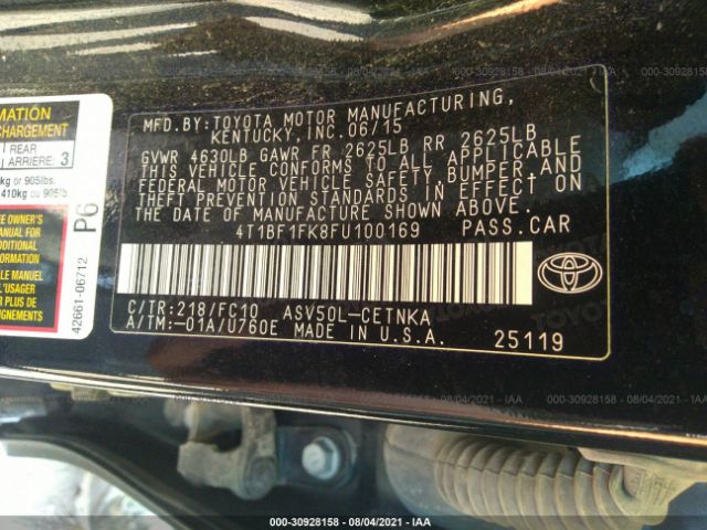 Photo 8 VIN: 4T1BF1FK8FU100169 - TOYOTA CAMRY 