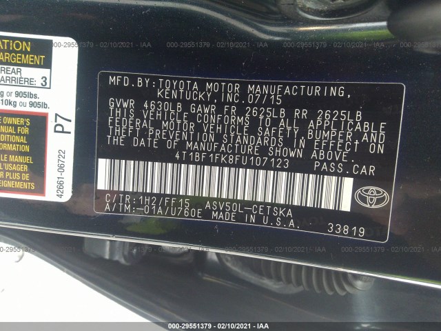 Photo 8 VIN: 4T1BF1FK8FU107123 - TOYOTA CAMRY 