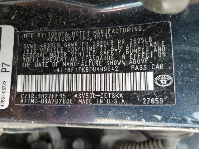 Photo 11 VIN: 4T1BF1FK8FU499942 - TOYOTA CAMRY LE 