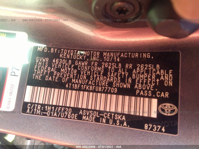 Photo 8 VIN: 4T1BF1FK8FU877709 - TOYOTA CAMRY 