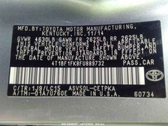 Photo 8 VIN: 4T1BF1FK8FU889732 - TOYOTA CAMRY 