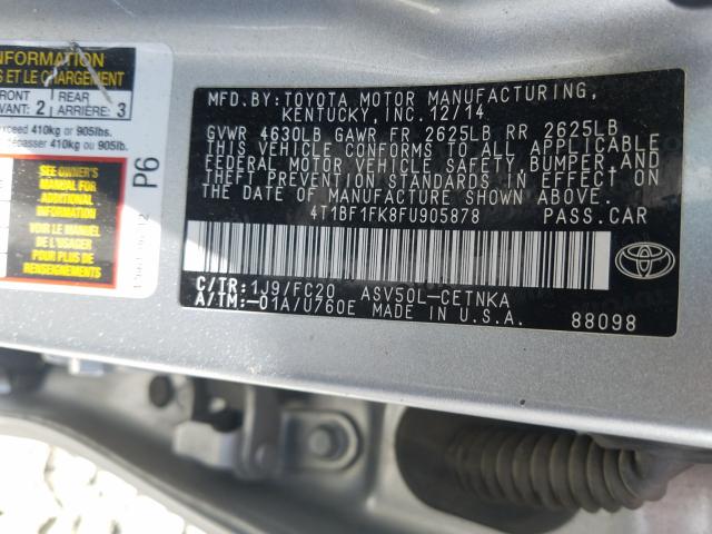 Photo 9 VIN: 4T1BF1FK8FU905878 - TOYOTA CAMRY LE 