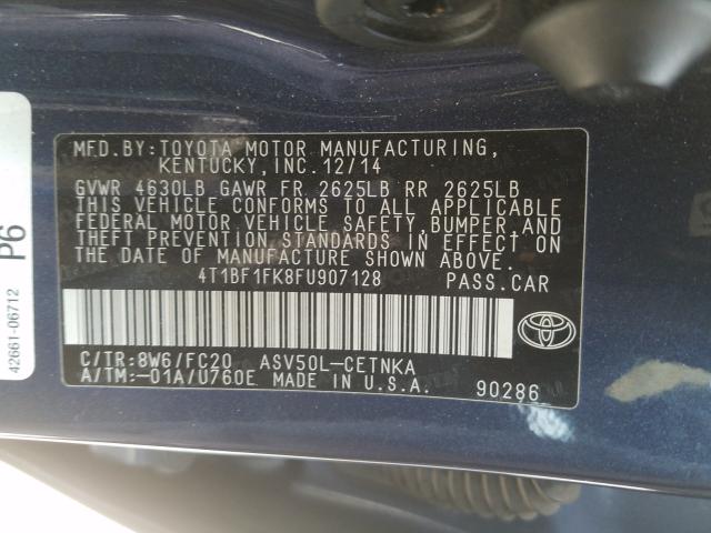 Photo 9 VIN: 4T1BF1FK8FU907128 - TOYOTA CAMRY LE 