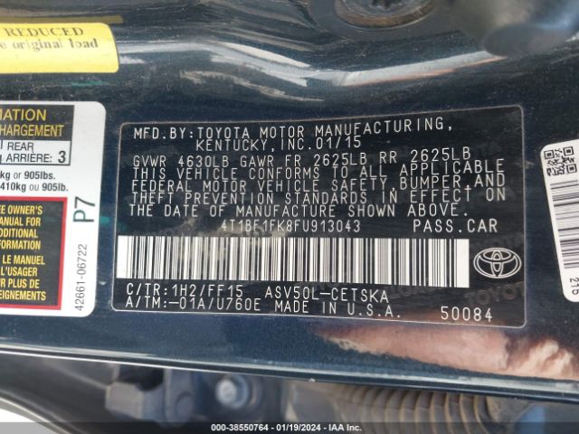 Photo 8 VIN: 4T1BF1FK8FU913043 - TOYOTA CAMRY 