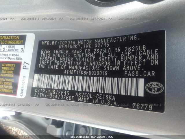 Photo 8 VIN: 4T1BF1FK8FU930019 - TOYOTA CAMRY 