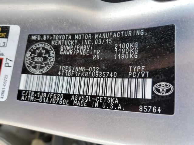 Photo 11 VIN: 4T1BF1FK8FU935740 - TOYOTA CAMRY LE 