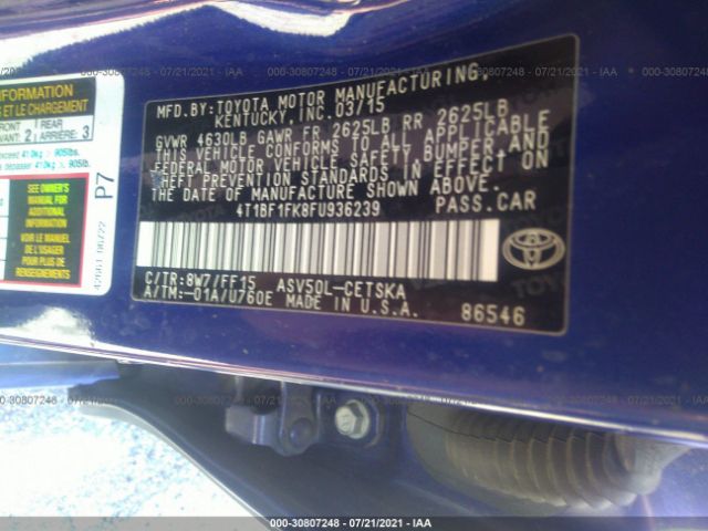 Photo 8 VIN: 4T1BF1FK8FU936239 - TOYOTA CAMRY 