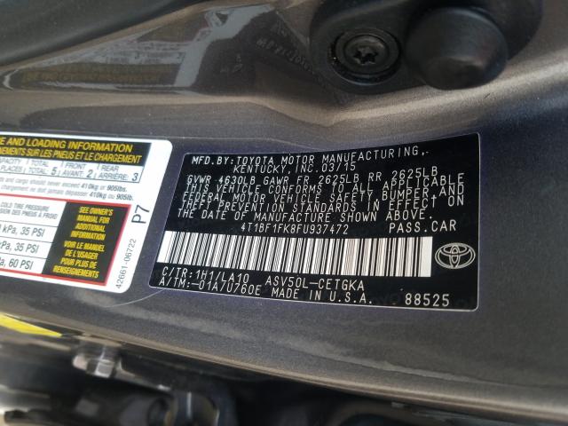 Photo 9 VIN: 4T1BF1FK8FU937472 - TOYOTA CAMRY LE 