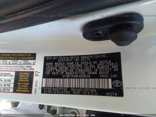 Photo 8 VIN: 4T1BF1FK8FU938539 - TOYOTA CAMRY 