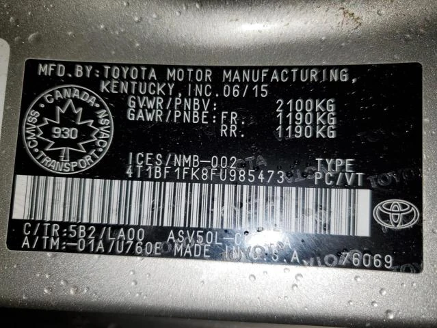 Photo 12 VIN: 4T1BF1FK8FU985473 - TOYOTA CAMRY LE 