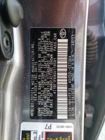 Photo 11 VIN: 4T1BF1FK8GU119581 - TOYOTA CAMRY LE 