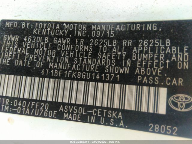 Photo 8 VIN: 4T1BF1FK8GU141371 - TOYOTA CAMRY 