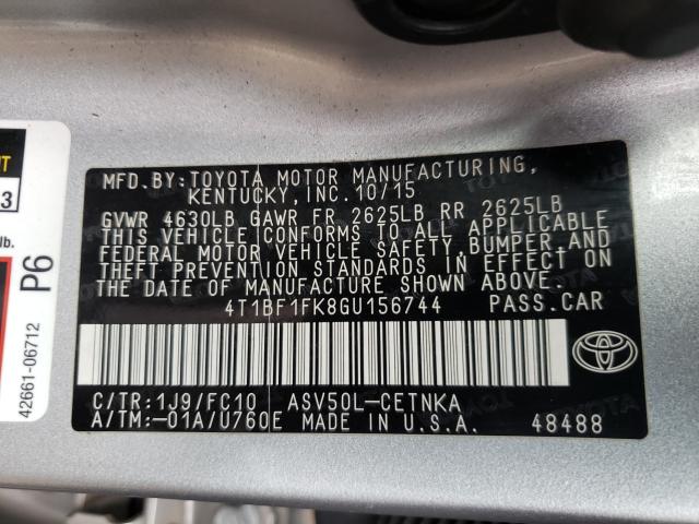 Photo 9 VIN: 4T1BF1FK8GU156744 - TOYOTA CAMRY LE 