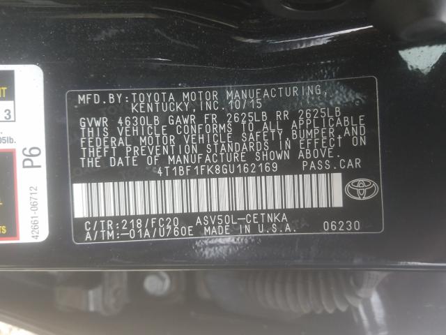 Photo 9 VIN: 4T1BF1FK8GU162169 - TOYOTA CAMRY LE 