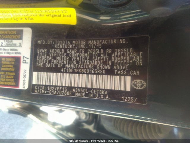 Photo 8 VIN: 4T1BF1FK8GU165850 - TOYOTA CAMRY 