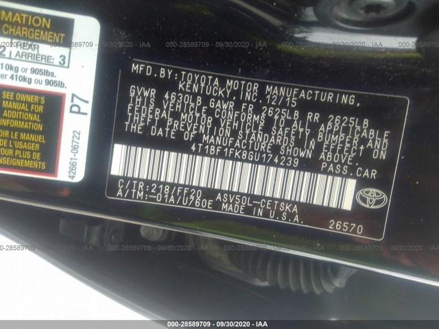 Photo 8 VIN: 4T1BF1FK8GU174239 - TOYOTA CAMRY 