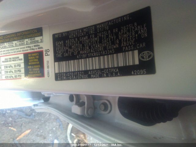 Photo 8 VIN: 4T1BF1FK8GU183345 - TOYOTA CAMRY 