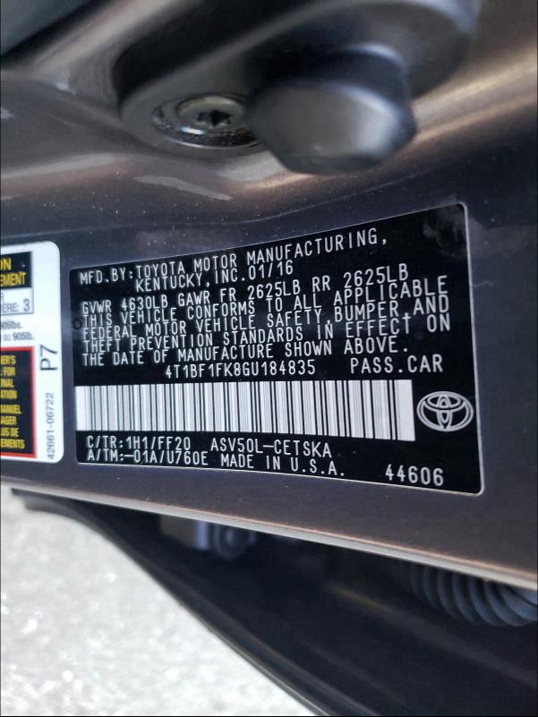 Photo 9 VIN: 4T1BF1FK8GU184835 - TOYOTA CAMRY LE 