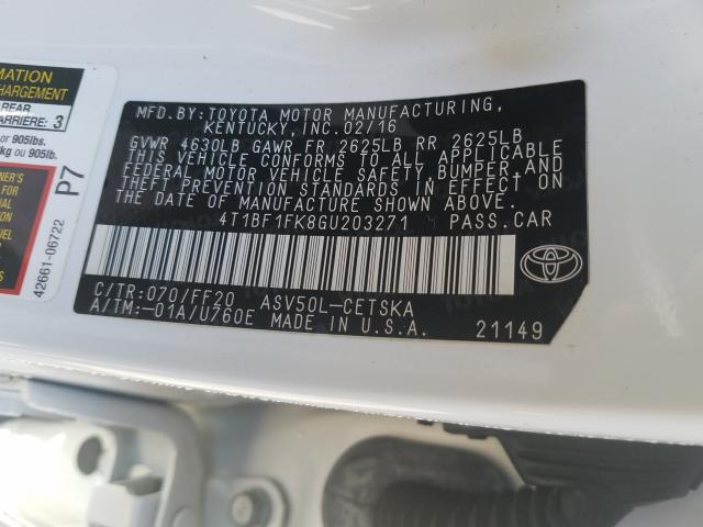 Photo 9 VIN: 4T1BF1FK8GU203271 - TOYOTA CAMRY LE 