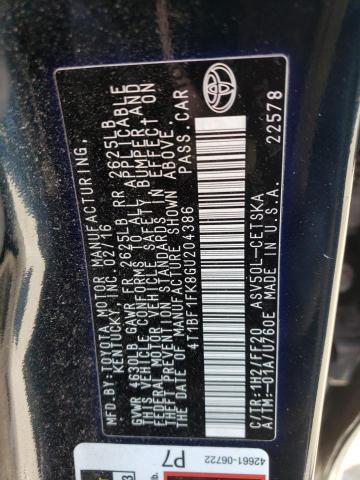 Photo 11 VIN: 4T1BF1FK8GU204386 - TOYOTA CAMRY LE 