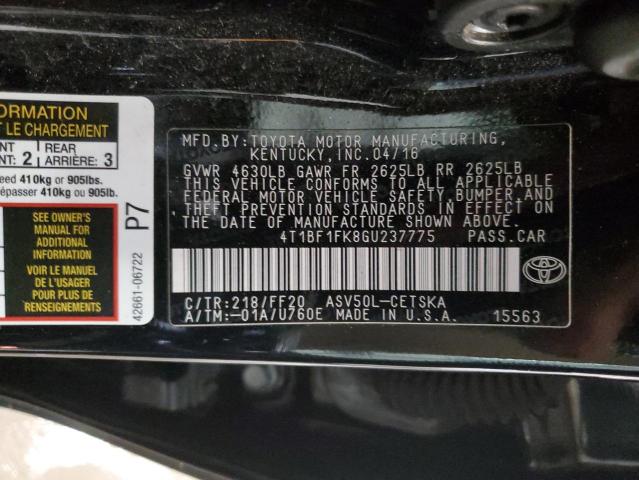 Photo 11 VIN: 4T1BF1FK8GU237775 - TOYOTA CAMRY LE 