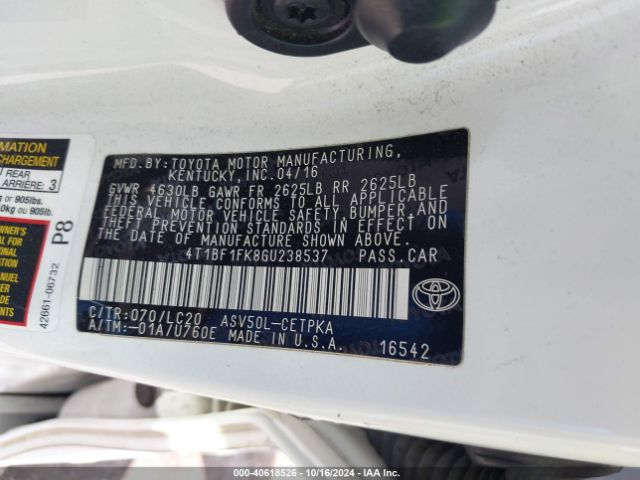 Photo 8 VIN: 4T1BF1FK8GU238537 - TOYOTA CAMRY 