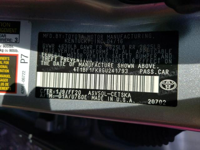 Photo 9 VIN: 4T1BF1FK8GU241793 - TOYOTA CAMRY LE 