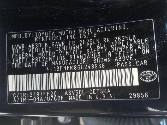 Photo 9 VIN: 4T1BF1FK8GU248968 - TOYOTA CAMRY LE 