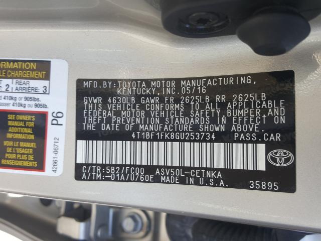 Photo 9 VIN: 4T1BF1FK8GU253734 - TOYOTA CAMRY LE 