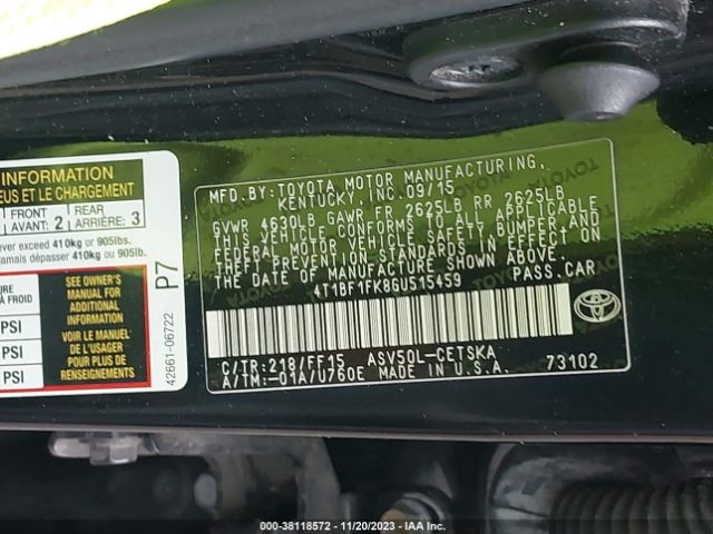 Photo 8 VIN: 4T1BF1FK8GU515459 - TOYOTA CAMRY 