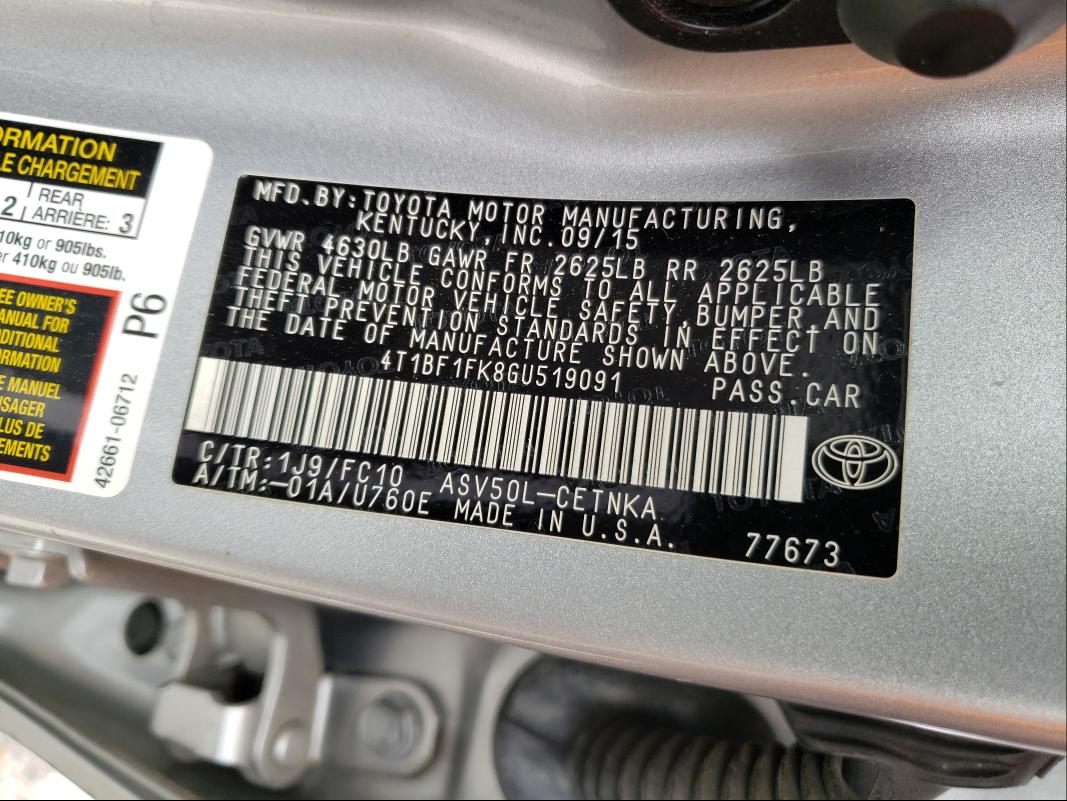 Photo 9 VIN: 4T1BF1FK8GU519091 - TOYOTA CAMRY LE 