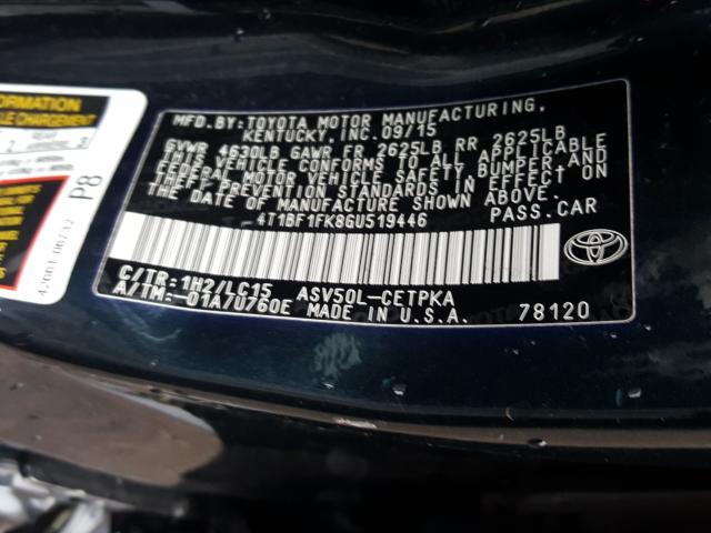 Photo 9 VIN: 4T1BF1FK8GU519446 - TOYOTA CAMRY LE 