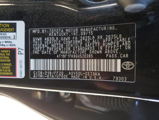 Photo 9 VIN: 4T1BF1FK8GU520385 - TOYOTA CAMRY LE 