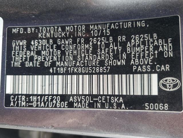 Photo 11 VIN: 4T1BF1FK8GU528857 - TOYOTA CAMRY LE 