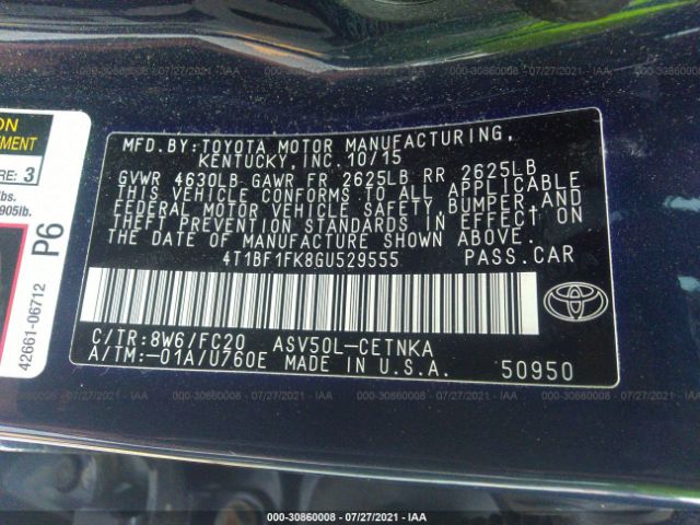 Photo 8 VIN: 4T1BF1FK8GU529555 - TOYOTA CAMRY 