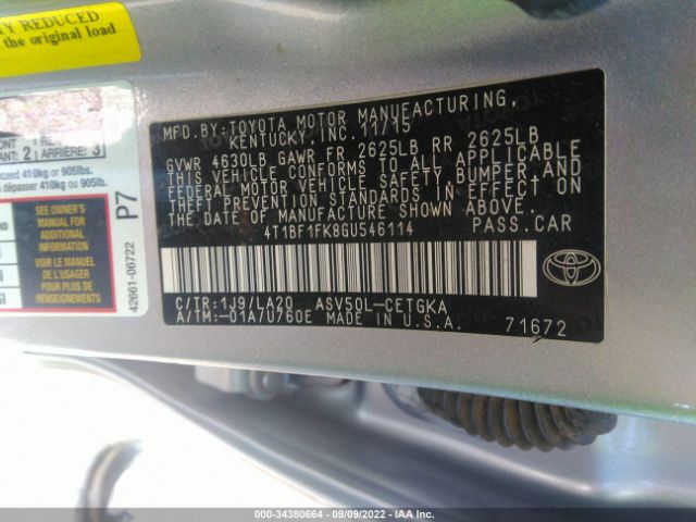 Photo 8 VIN: 4T1BF1FK8GU546114 - TOYOTA CAMRY 