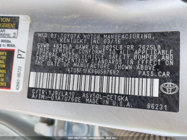 Photo 8 VIN: 4T1BF1FK8GU587682 - TOYOTA CAMRY 