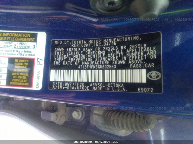 Photo 8 VIN: 4T1BF1FK8GU602553 - TOYOTA CAMRY 