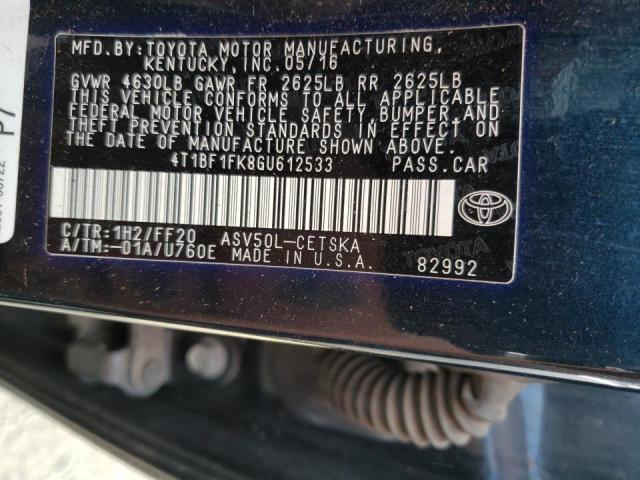 Photo 9 VIN: 4T1BF1FK8GU612533 - TOYOTA CAMRY LE 