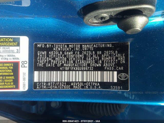 Photo 8 VIN: 4T1BF1FK8GU999732 - TOYOTA CAMRY 