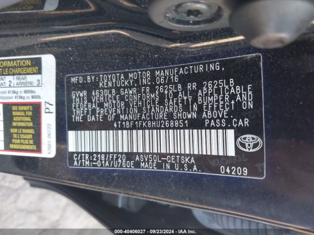 Photo 8 VIN: 4T1BF1FK8HU268851 - TOYOTA CAMRY 