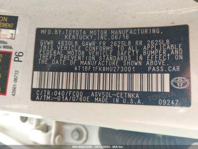 Photo 8 VIN: 4T1BF1FK8HU273001 - TOYOTA CAMRY 