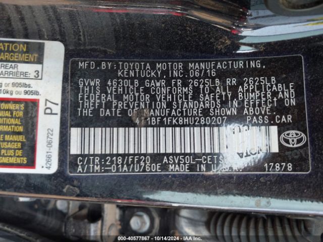 Photo 8 VIN: 4T1BF1FK8HU280207 - TOYOTA CAMRY 