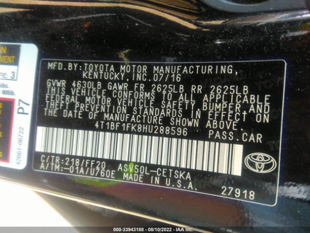 Photo 8 VIN: 4T1BF1FK8HU288596 - TOYOTA CAMRY 