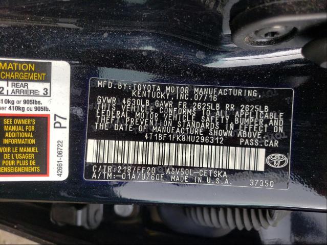 Photo 9 VIN: 4T1BF1FK8HU296312 - TOYOTA CAMRY LE 