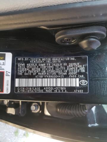 Photo 9 VIN: 4T1BF1FK8HU304425 - TOYOTA CAMRY LE 