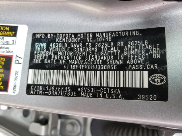 Photo 9 VIN: 4T1BF1FK8HU336856 - TOYOTA CAMRY LE 