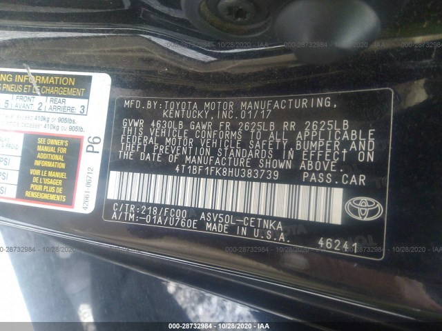 Photo 8 VIN: 4T1BF1FK8HU383739 - TOYOTA CAMRY 