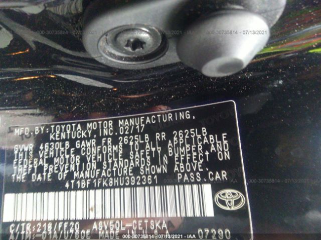 Photo 8 VIN: 4T1BF1FK8HU392361 - TOYOTA CAMRY 